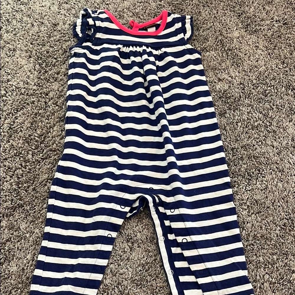 Striped Navy and White Kids Jumpsuit